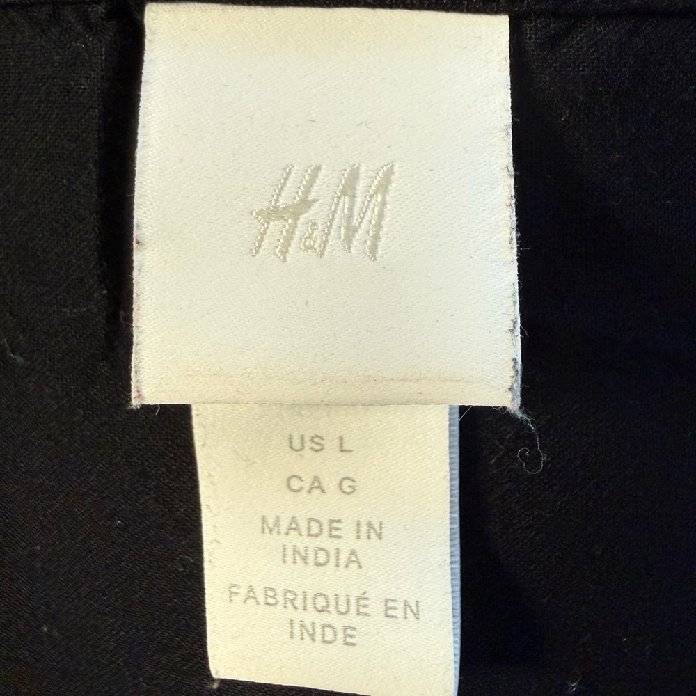 H&M Black Short Puff Sleeve Long Tiered Dress Size Large - Picture 2 of 9
